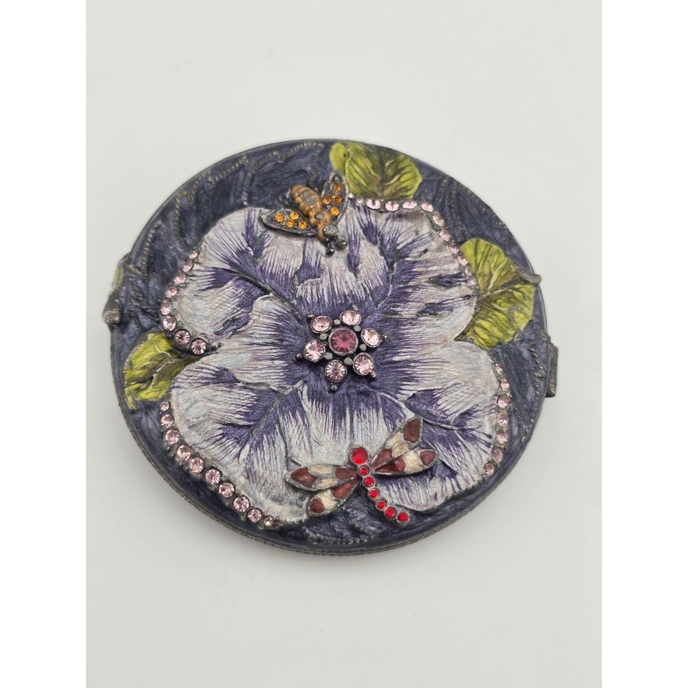 Vintage Pewter Dragonfly Compact Mirror - Picture 1 of 3